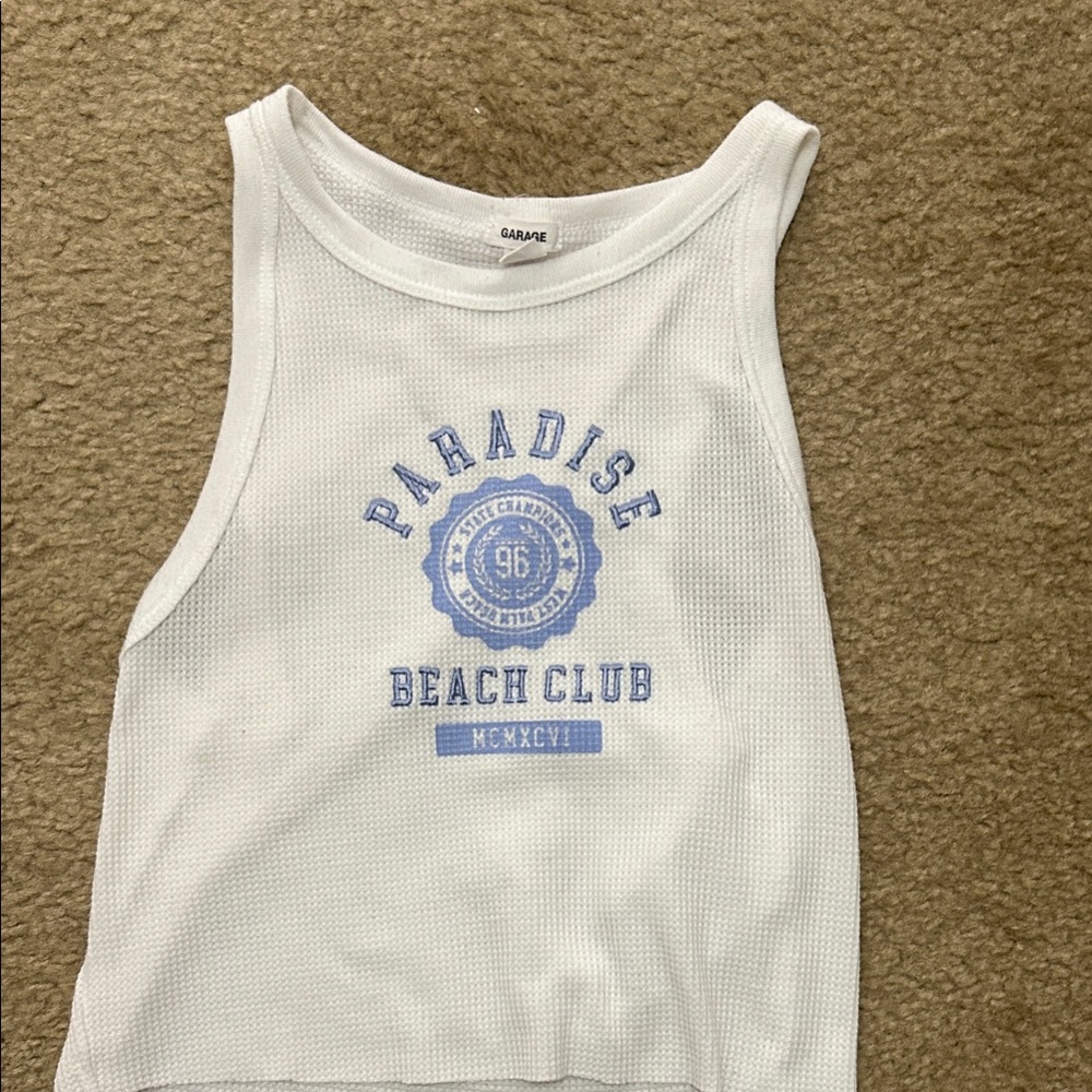 Garage White and Blue Paradise Tank Top